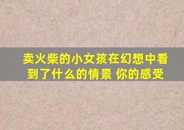 卖火柴的小女孩在幻想中看到了什么的情景 你的感受